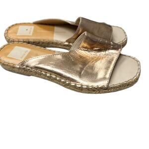 Dolce Vita Rose Gold Faux Leather Mule Slides Womens 6 Beachy Casual Sandals